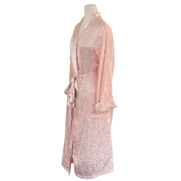 VICTORIA’S SECRET Vintage Gold Label Silky Paisley Pink Robe Size M - Picture 11 of 14